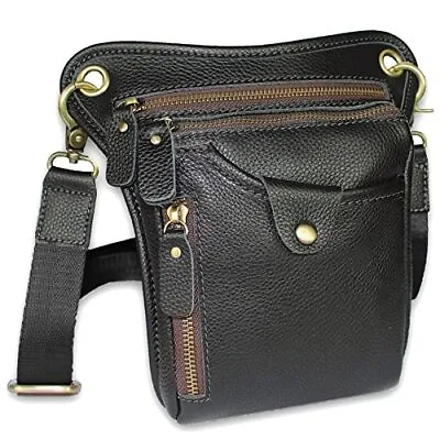 Genuine Leather Drop Leg Bag Hip Pouch Thigh Purse Motorcycle Waist Pack For ... • $42.33