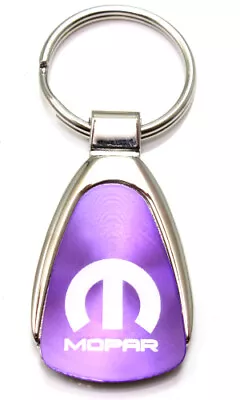 Genuine Mopar Purple Logo Metal Chrome Tear Drop Key Chain Ring Fob • $10.95