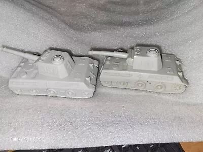 Two Vintage Marx Battleground German Light Gray Plastic Army Tanks • $39.99