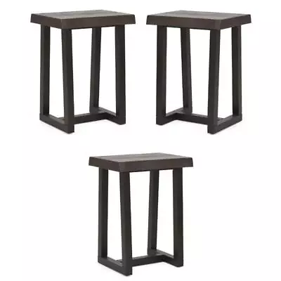 Home Square Solid Wood Live Edge Stool In Cherry And Ebony - Set Of 3 • $212.04