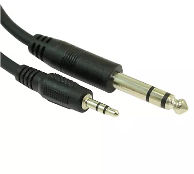 15ft 1/4inch Stereo TRS To 3.5mm Audio/Guitar Male To Male Cable  Black • $3.37