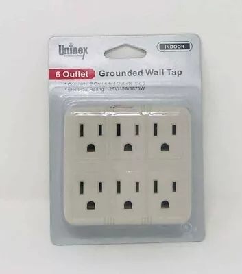 6-Outlet/Way Grounded Wall Adaptor-Indoor Multi Plug-UL Listed-Beige-Choose Qty • $11.99