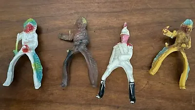 Lot Of 4 Vintage Hard Plastic Indians/Soldier Toy Figures • $1.99