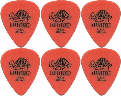 6 X Jim Dunlop Tortex Standard .60MM Gauge Guitar Picks 418R Orange • $6.90