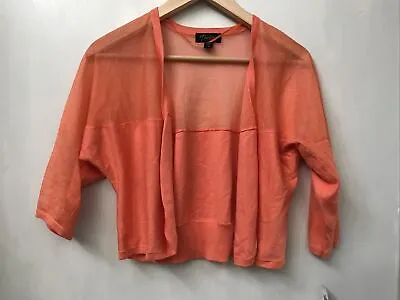 Thalia Sodi Womens Open Front Mesh-Panel Shrug Top Vivid Coral Orange Size M NWT • $19.95