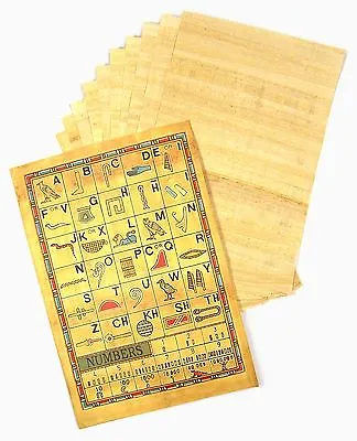 10 Sheets Genuine Egyptian Papyrus Paper Includes Hieroglyphics & History Sheet • £11.95