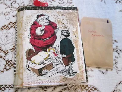 SALE! Vintage Santa Fabric Cover Junk Journal 9x8  Extra Ephemera~ Vintage Cards • $14.99