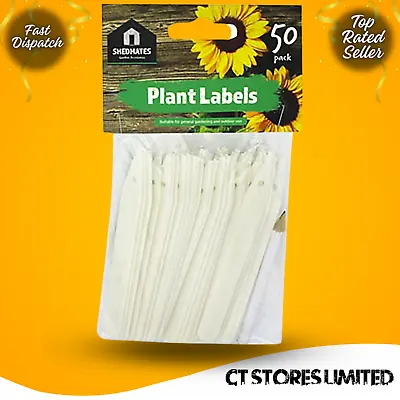 50 Plant Label Garden Seed Plastic Tags Label Markers Stick White Greenhouse C3 • £4.46