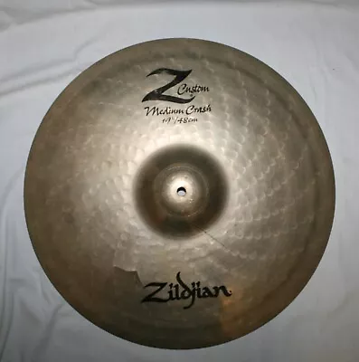 Vintage Avedis Zildjian Cymbal Z Custom Medium Crash  19 / 48cm Usa Crack • $89.95