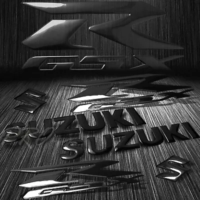 8  3D Vinyl  S  Logo&Letter+6.25  GSXR Fairing Tank Sticker Suzuki Glossy Black • $27.98