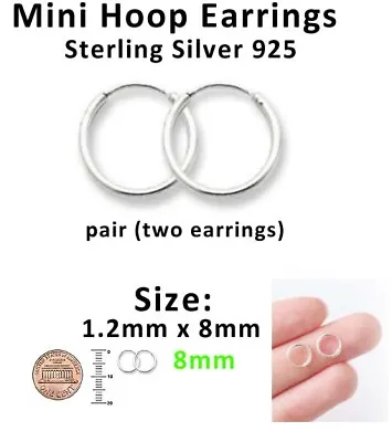 Silver Hoop Earrings 8mm 10mm 12mm 14mm 16mm Single Pair Sterling Silver 925 • $4.99