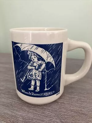 Morton Salt Coffee Mug   When It Rains It Pours  1914 Umbrella Girl - FREE SHIP • $10.25