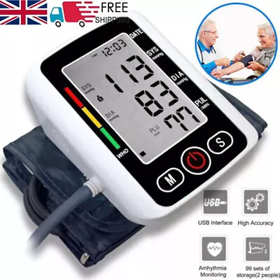 Digital Automatic Blood Pressure Monitor Upper Arm Smart BP Machine Large Cuff • £10.45