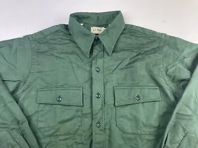 $29.99 • Buy NWOT Vintage LL Bean Chamois Cloth Shirt Mens 16.5 Green Flannel Long Sleeve USA