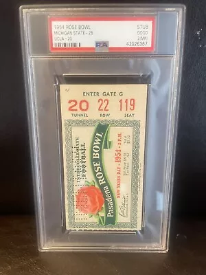 Psa 1954 Rose Bowl Ticket Stub Michigan State 28 Ucla 20 • $70