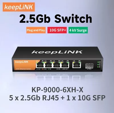5-Port Multi-Gigabit 2.5G Ethernet Switch With SFP+ Port KeepLiNK • $80