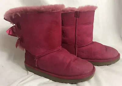 UGG Australia Bailey Bow II Sheepskin Winter Boots Youth Size 2 EUR 32 Magenta • $7.99