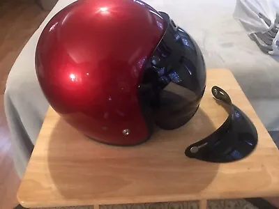 Vtg  Style Metalflake Helmet  Red Sparkle W/ Biltwell Bubble Face Shield Visor • $75