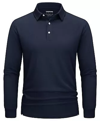 Men's Long Sleeve Polo Shirts Quick Dry Lightweight Casual Golf Sport Team Tops • $22.99