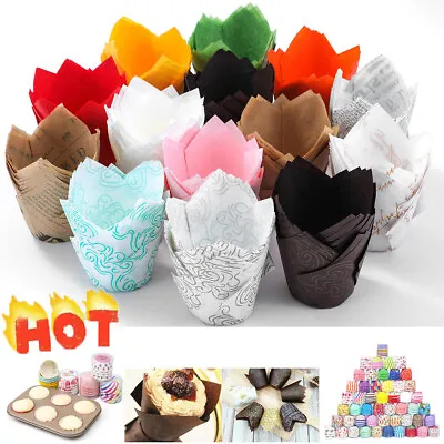 £3.58 • Buy 50/100Pcs Large Tulip Muffin Cases Cupcake/muffin Wraps Multiple Colours Wrapper