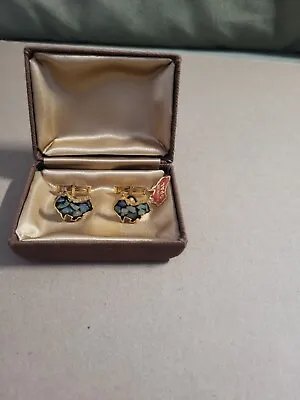 Vintage Australian Opal Cufflinks In Shape Of Australia Sterling Silver Base • $44.15