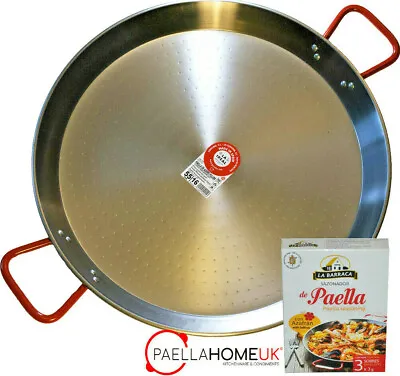PAELLA PAN 46cm - 65cm PROFESSIONAL POLISHED STEEL PAN + AUTHENTIC PAELLA GIFT • £27.99