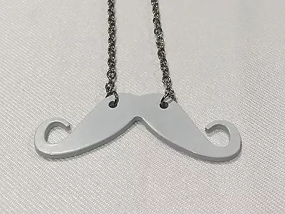 New Vintage Retro Style White Handel Bar Mustache Hipster Pendant Necklace  • $7.99