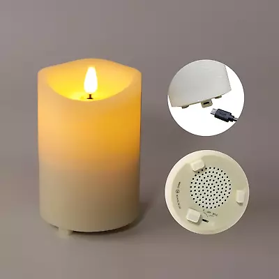 LED Candle Flameless Electronic Light With Bluetooth Audio Music Ivory  • $47.46