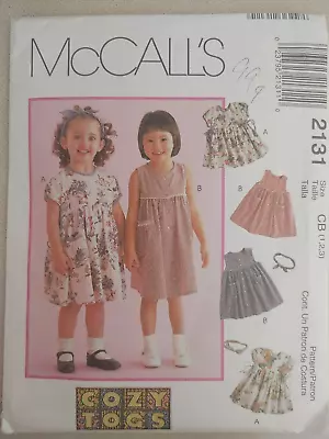 Vintage McCall's Pattern 2131 Toddler Dresses Headbands Cozy Togs Sizes 1 2 3 • $8.99