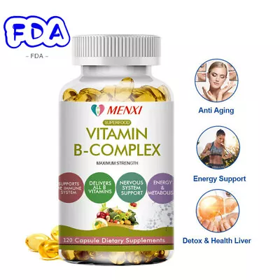 120 Vitamin B Complex Vitamins B1 B2 B3 B5 B8 B12 Energy Metabolism Aid • $10.99