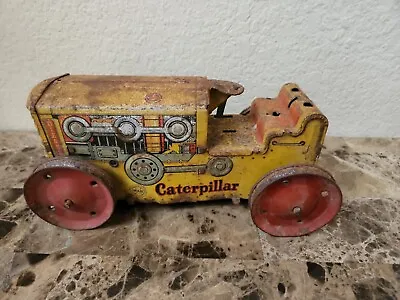 VINTAGE TIN Caterpillar Diesel BY MAR TOYS WIND UP TOY 1940's Truck Heavy Duty • $26.99