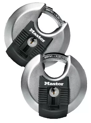 Master Lock Excell Stainless Steel Discus 70mm Padlock Keyed Alike X 2 M40TX • £48