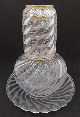 Baccarat France Crystal Night Carafe Bamboo Swirl Carafe Glass & Plate • £250