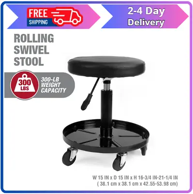 Rolling Shop Stool Mechanics Work Seat Adjustable Chair Roll Swivel Tool Garage • $34.57
