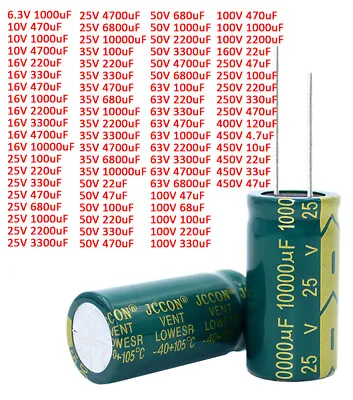 £65.47 • Buy High Frequency LOW ESR Radial Electrolytic Capacitor 6.3V~450V 4.7uF~10000uF
