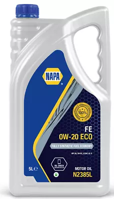 £32.99 • Buy 5L NAPA 0W20 FE Fully Synthetic Fuel Economy Engine Oil API-SN SN-RC, ILSAC GF-5