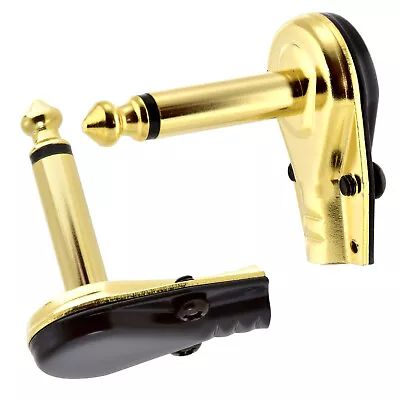 £4.35 • Buy 2x Right Angle Pancake Mono Jack Plugs 1/4 Inch Gold Plated 6.35mm Connectors