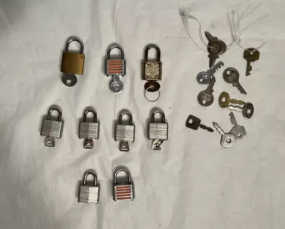 Lot Of 9 Mini Padlocks For Luggage Small Boxes 7 With Keys 2 No Keys Extra Keys • $13.49