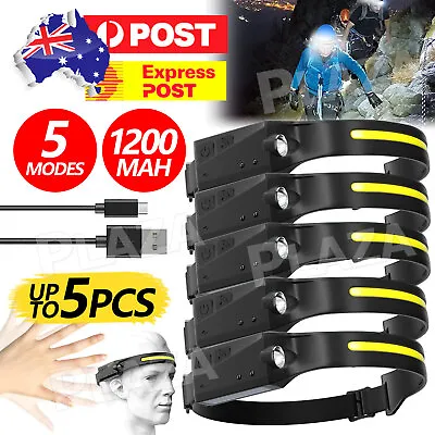 5x Waterproof COB Headlamp Night Buddy LED Motion Sensor Head Torch Headlight AU • $9.95