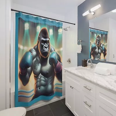 Gorilla Animal Fun Original Design Boxing Monkey Fighting Quirky Shower Curtains • $41.56