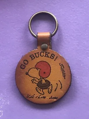 Vintage Aviva Snoopy Football “Go Bucks!”Leather  Keychain • $9.95