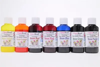 £14.99 • Buy Classikool 30ml Neon Gel Food Colouring Dye For Sugarpaste/Icing Full Set Of 7