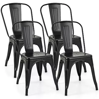 18  High Back Bar Stools Set Of 4 W/ Removable Backrest For Cafe Bar Black • $119.99