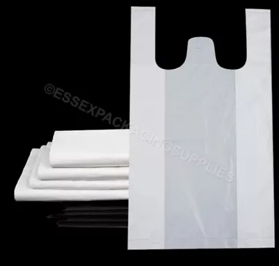 Vest Carrier Bags Hdpe Clear Take Away Food Safe Bags Green Packaging • £4.89