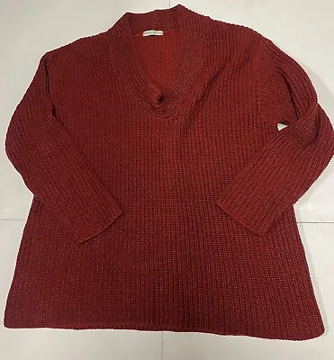 Margaret Winters Heavy Cotton Knit Cowl Neck Sweater Burnt Orange XL (?)48” Bust • $18.99