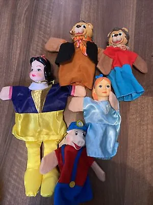 Lot Vintage Toy Hand Puppets Pig Bears Snow White Alice Wonderland Bundle X 5 • £5