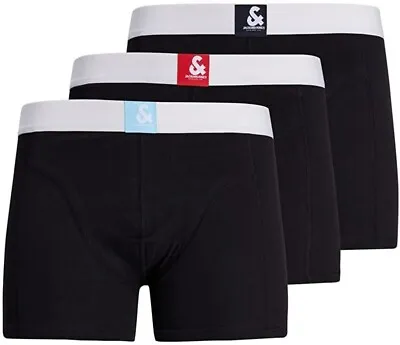 JACK & JONES Men's Jacthx Trunks 3 Pack Boxer Shorts Black XL • £16.49