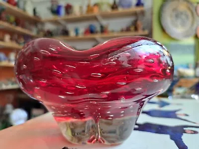 £39 • Buy Whitefriars Molar Glass Bowl Ruby Red Geoffrey Baxter Mid Century Vintage 