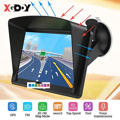XGODY 7  Car Truck GPS Navigation Sat Nav Navigator Touch Screen 2D 3D Free Maps • $30.90