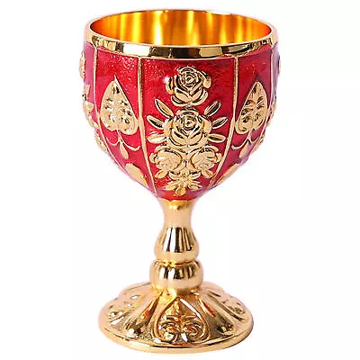 2pcs Vintage Metal Embossed Wine Cup Goblet Chalice Wine Glasses Art Craft Decor • $13.55